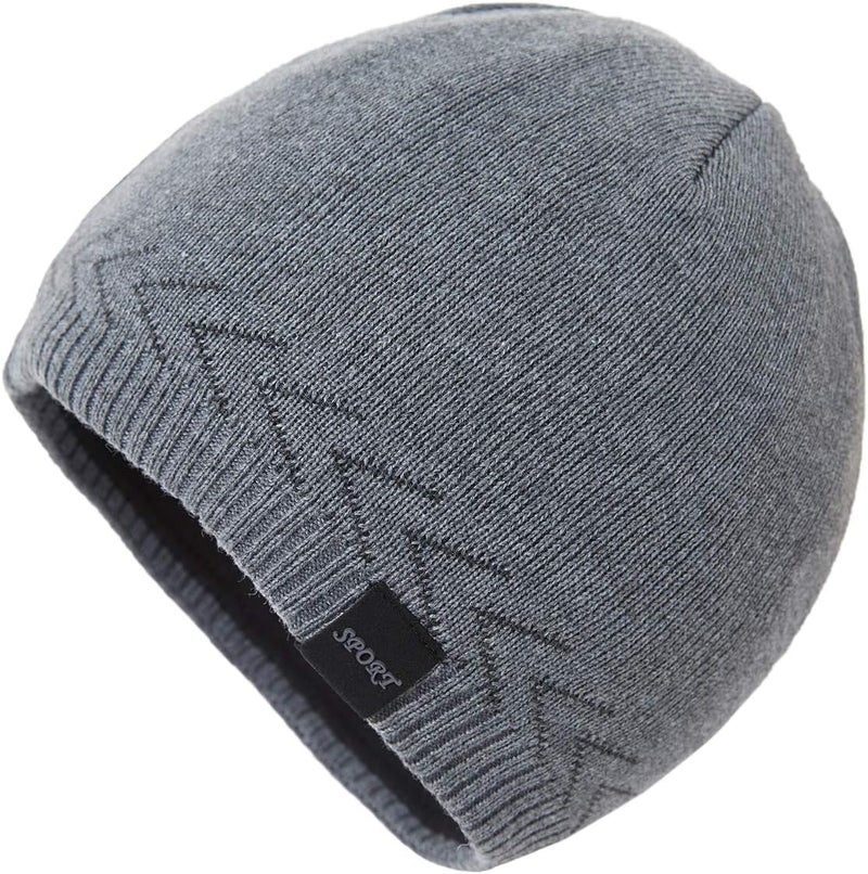 OMECHY Mens Winter Warm Knitting Hats Plain Skull Beanie Cuff Toboggan Knit Cap - Image 1