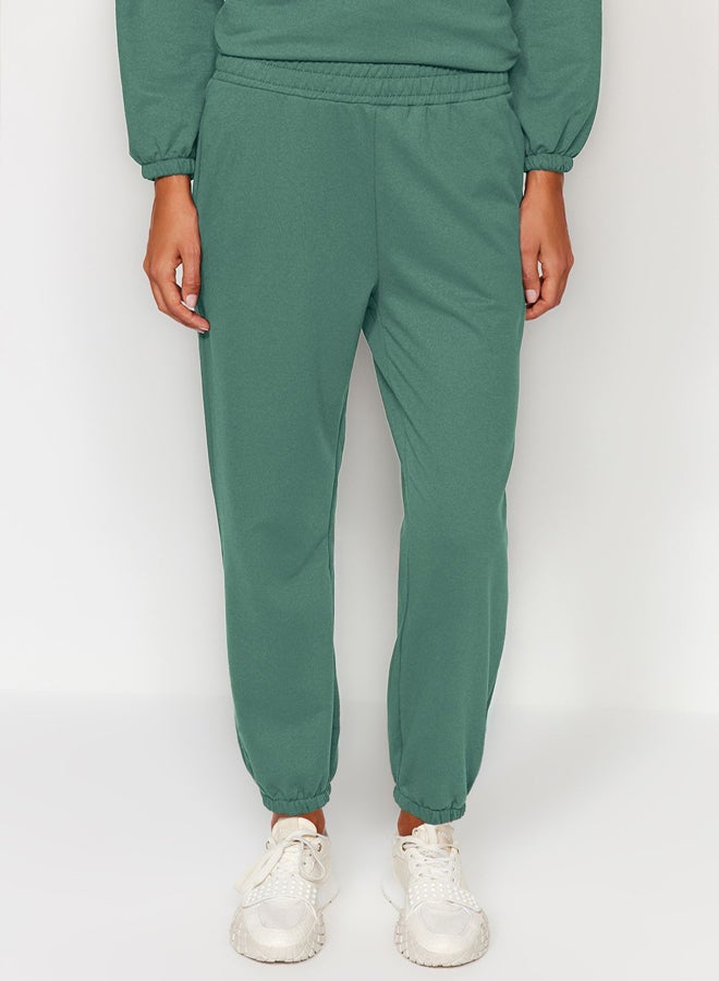 trendyol Khaki Zippered Stand Collar Gathered Hem Knitted Tracksuit - Image 4