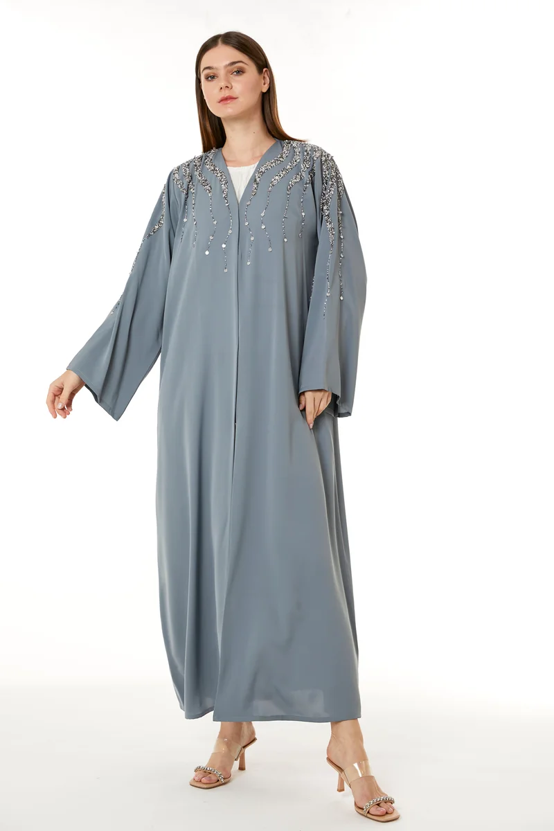 Moistreet  Embellished V-Neck Abaya for Women | Best Price UAE