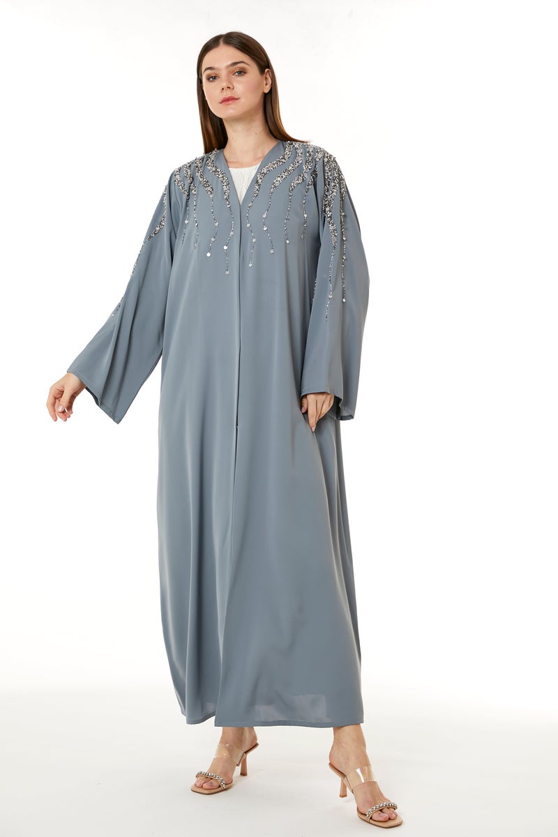مويستريت عباية مزينة بياقة على شكل حرف - Image 4
