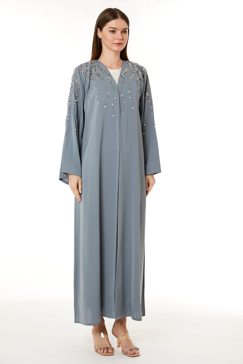 مويستريت عباية مزينة بياقة على شكل حرف - Image 5