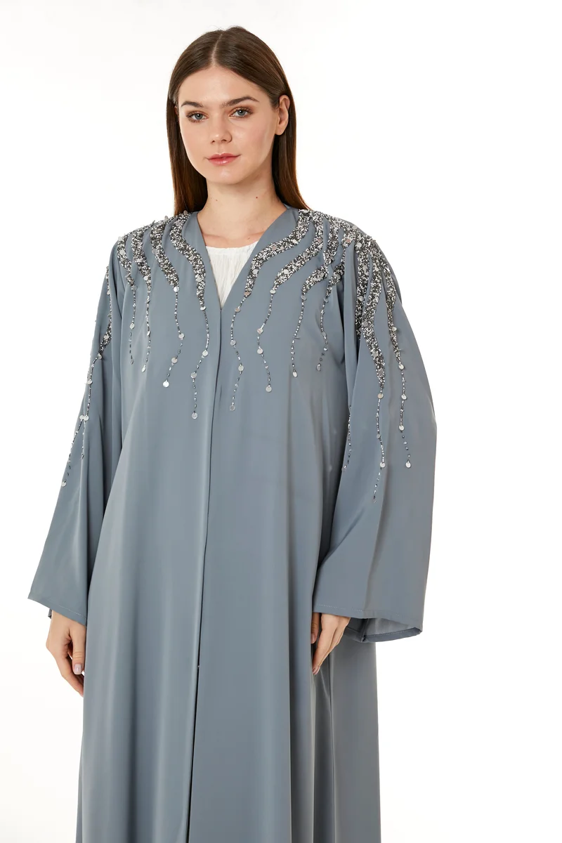Moistreet  Embellished V-Neck Abaya for Women | Best Price UAE