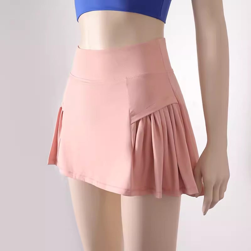 Generic Summer Quick-Dry Badminton Skirt High-Waist Anti-Exposure Running Tennis Pink - Image 1