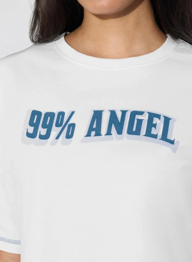 The Souled Store White Printed Oversized Cotton T-Shirt