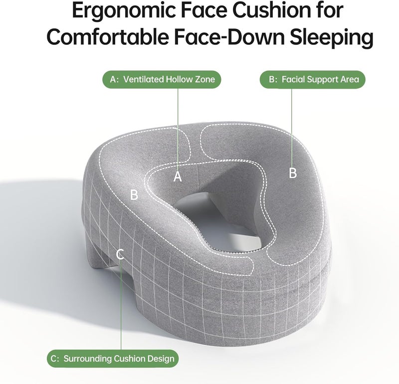 UTJZIB Face Down Pillow for Massage - Headrest Face Pillow for Bed, Stomach Sleeping, Prone Sleepers, Post-Eye Surgery Recovery, and Beach Tanning. - Image 3