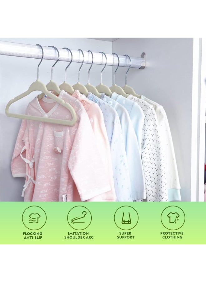 TAPIT 30PCS Baby Velvet Hangers Nursery Clothes Hangers Non Slip Toddler Hangers 360 Chrome Swivel Hook (White 30 cm) - Image 3