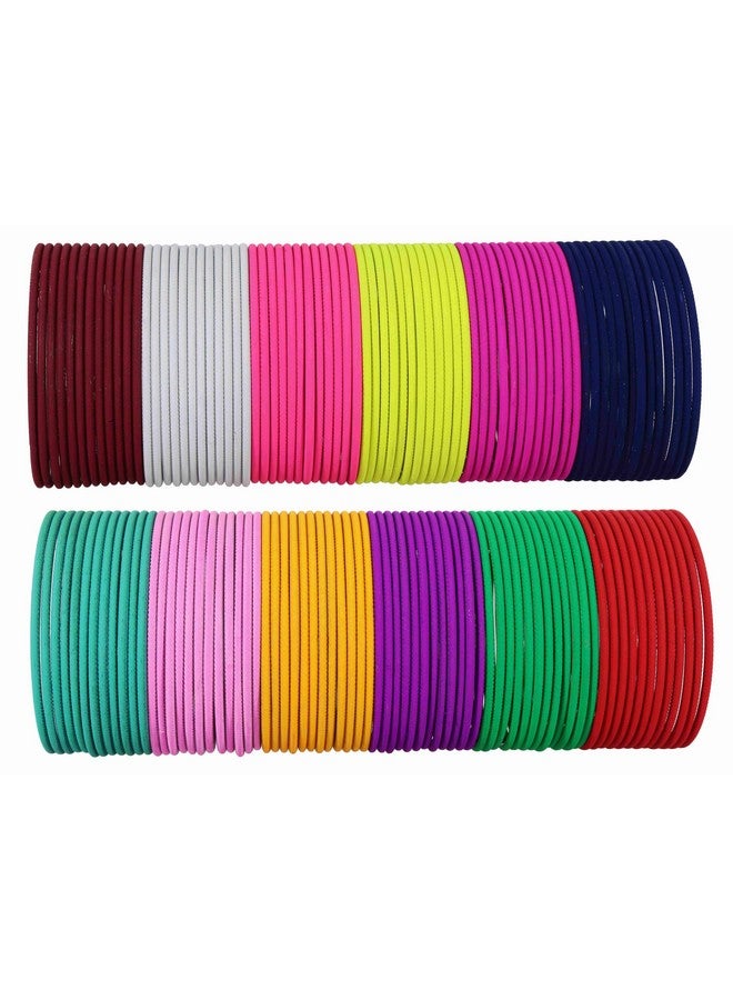NMII MultiColor Metal Plain Bangles Set For Women & Girls with Matte Finish | Women's Bangles Combo | Colorful Metal Bangles For Wedding, Party, Daily use | Metal Chudi Set- Pack of 144, (P3-New-2.4) - Image 1
