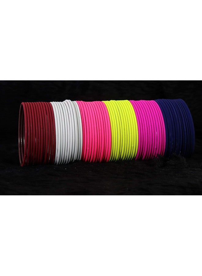 NMII MultiColor Metal Plain Bangles Set For Women & Girls with Matte Finish | Women's Bangles Combo | Colorful Metal Bangles For Wedding, Party, Daily use | Metal Chudi Set- Pack of 144, (P3-New-2.4) - Image 3