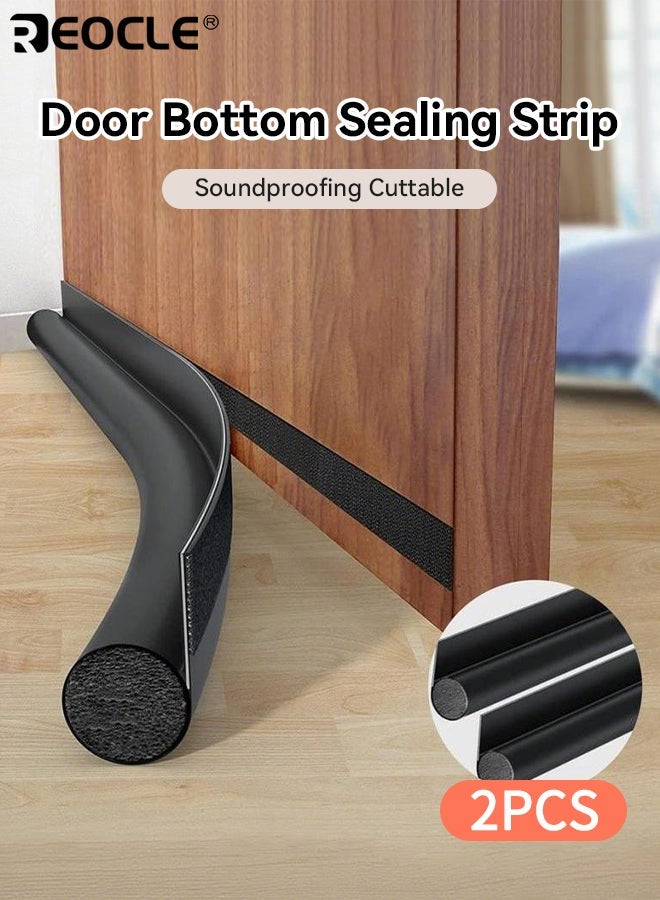 REOCLE 2pcs Door Bottom Sealing Strips for Soundproofing Cuttable Strips Designed to Block Gaps Prevent Dust Insects Suitable for Glass Doors Wooden Doors Bedroom - Image 1