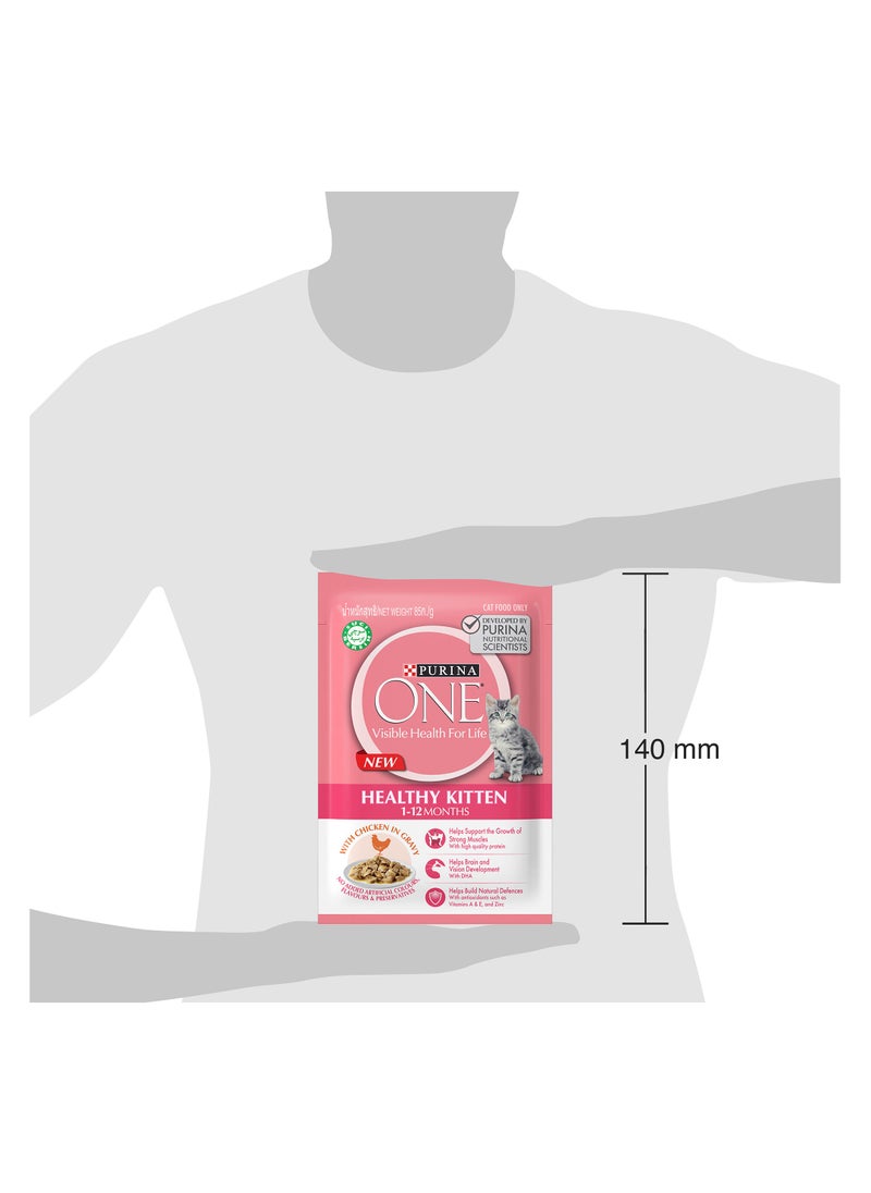 Purina ONE Healthy Kitten Cat Food with Chicken in Gravy Wet Cat Food Pouch Multicolour  - Image 2