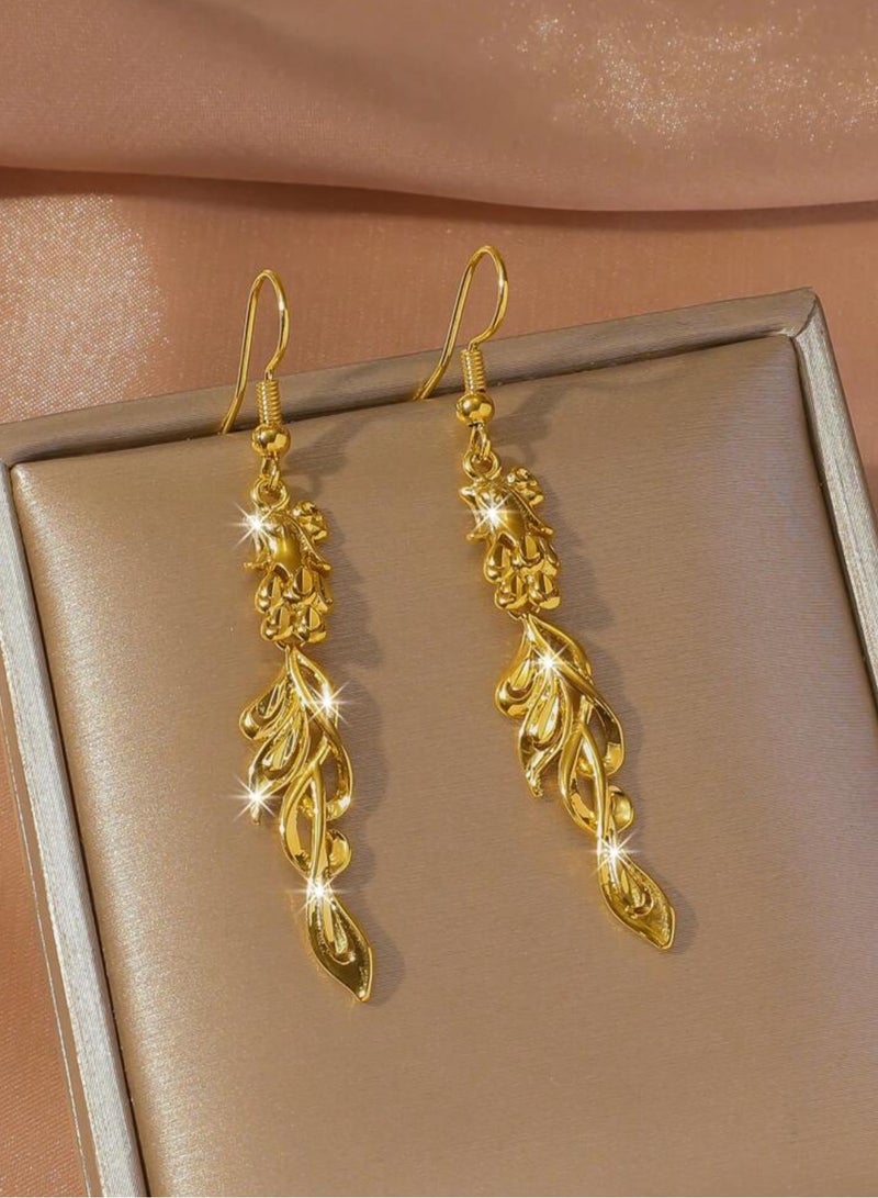 GOLDMAX Elegant 21k Gold Plated Drop Earrings For Women - Image 1