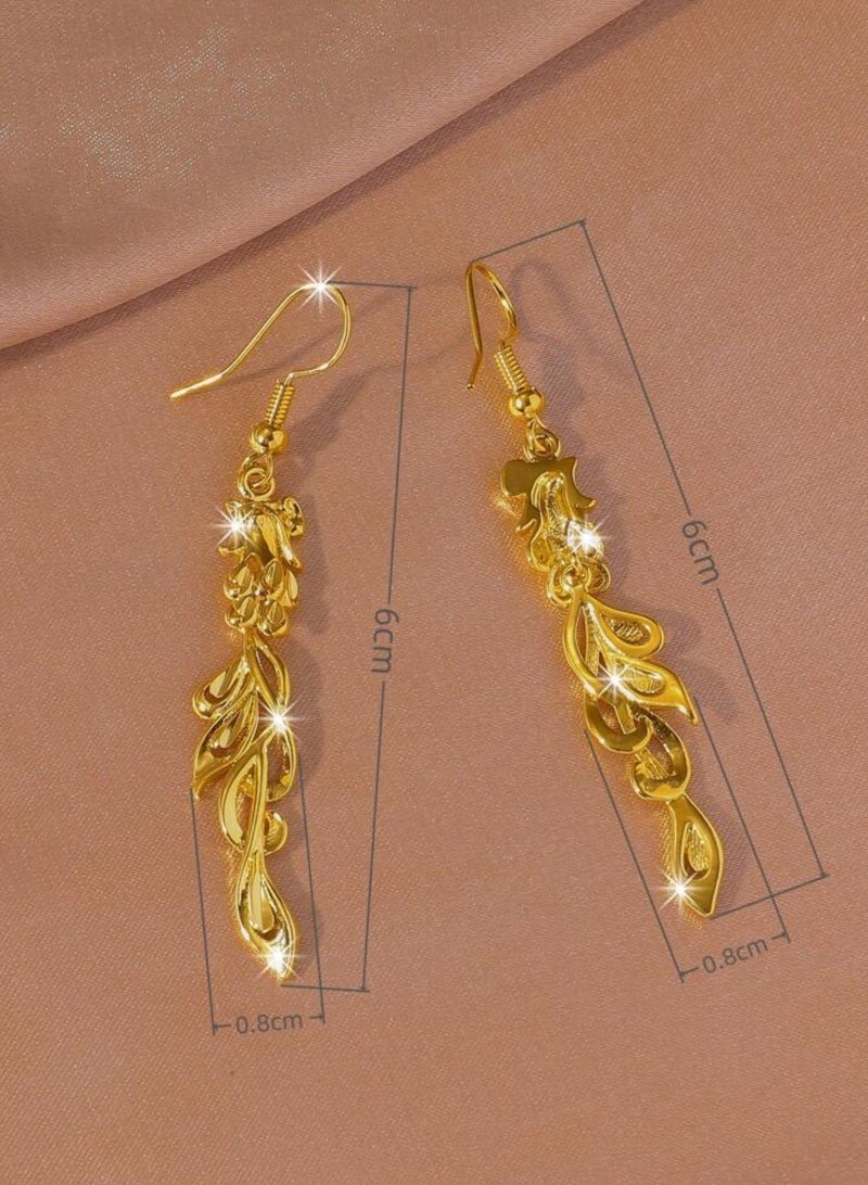 GOLDMAX Elegant 21k Gold Plated Drop Earrings For Women - Image 3