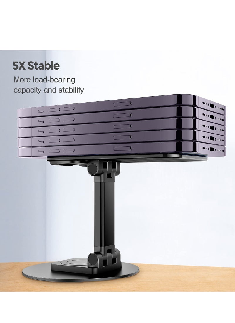 Excefore - Cell Phone Stand, 360°Rotation Height Adjustable Phone Holder for Desk, Desk Accessories, With iPhone Most Phones, iPhone 15 Pro/Pro Max, Samsung Galaxy, Tablet/iPad Black - Image 1