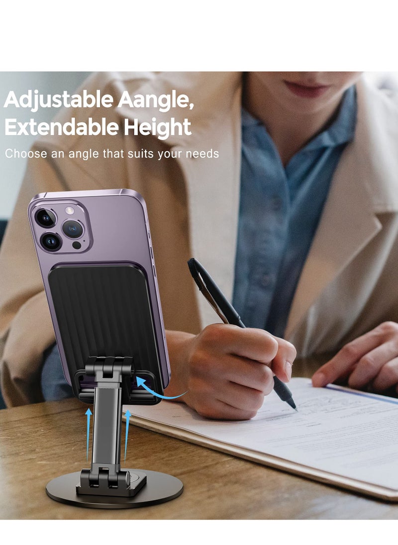 Excefore - Cell Phone Stand, 360°Rotation Height Adjustable Phone Holder for Desk, Desk Accessories, With iPhone Most Phones, iPhone 15 Pro/Pro Max, Samsung Galaxy, Tablet/iPad Black - Image 1
