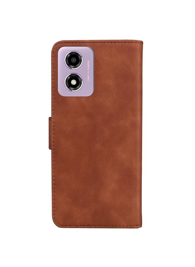 erorex Case For Motorola Moto G04s / Moto E14 Skin Feel Pure Color Flip Leather Phone Case - Image 3