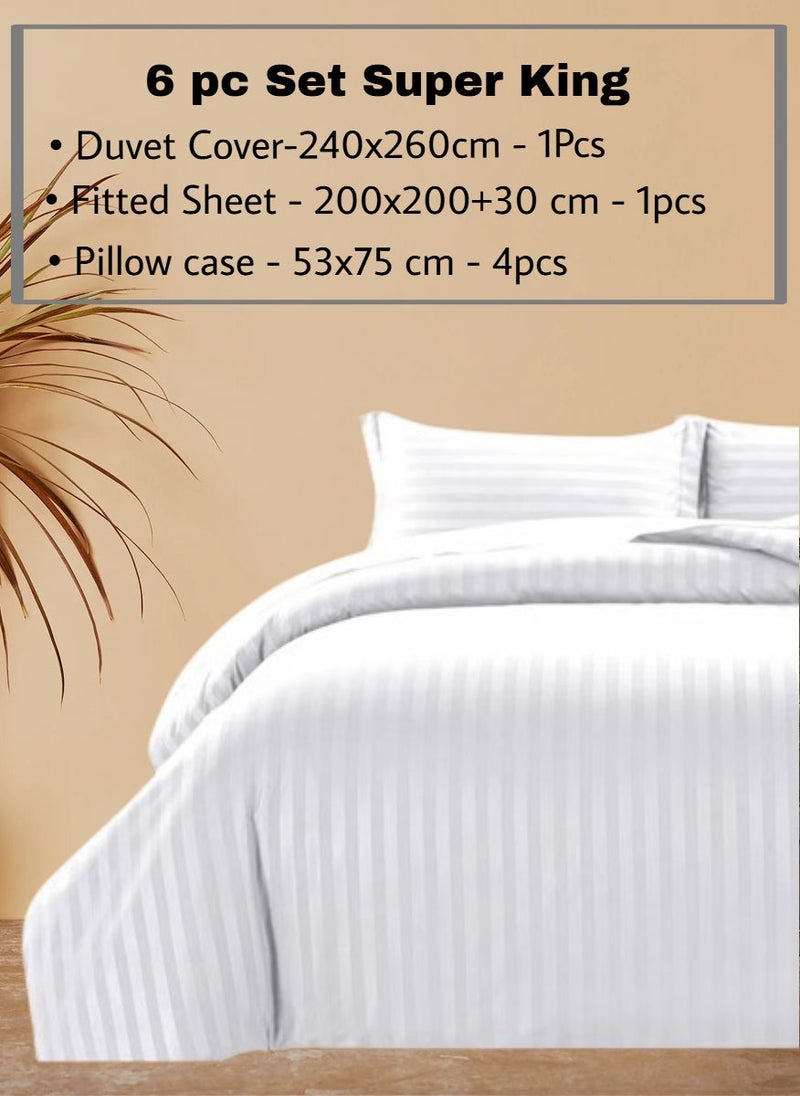 REDTOMMY 6-Piece Super King Duvet Cover Bedding Set – Duvet Cover(240x260cm), Fitted Sheet(200x200+30cm) & 4 Pillowcases(53x75cm),color - White - Image 2