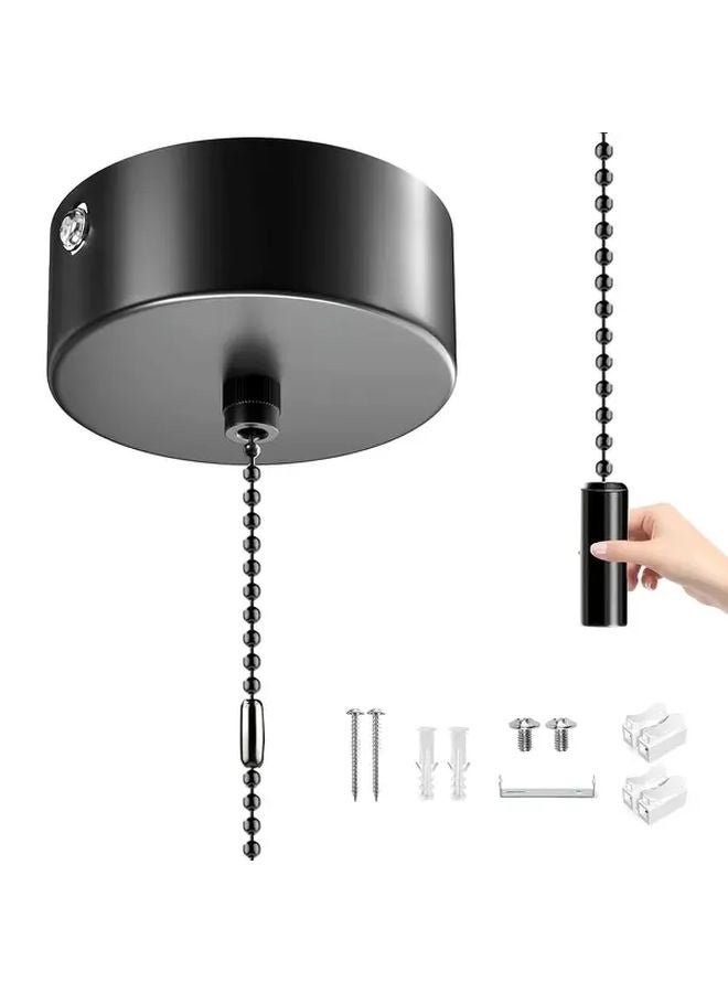 Modern Black Ceiling Light Switch With Anti Slip Cord Chain Control Smart Compatible - Image 2