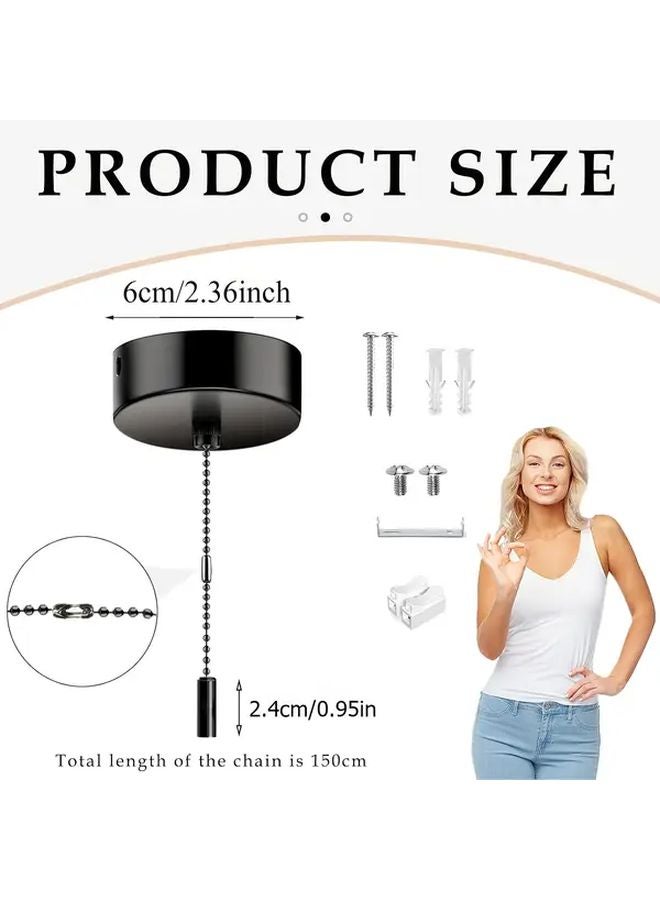 Modern Black Ceiling Light Switch With Anti Slip Cord Chain Control Smart Compatible - Image 4