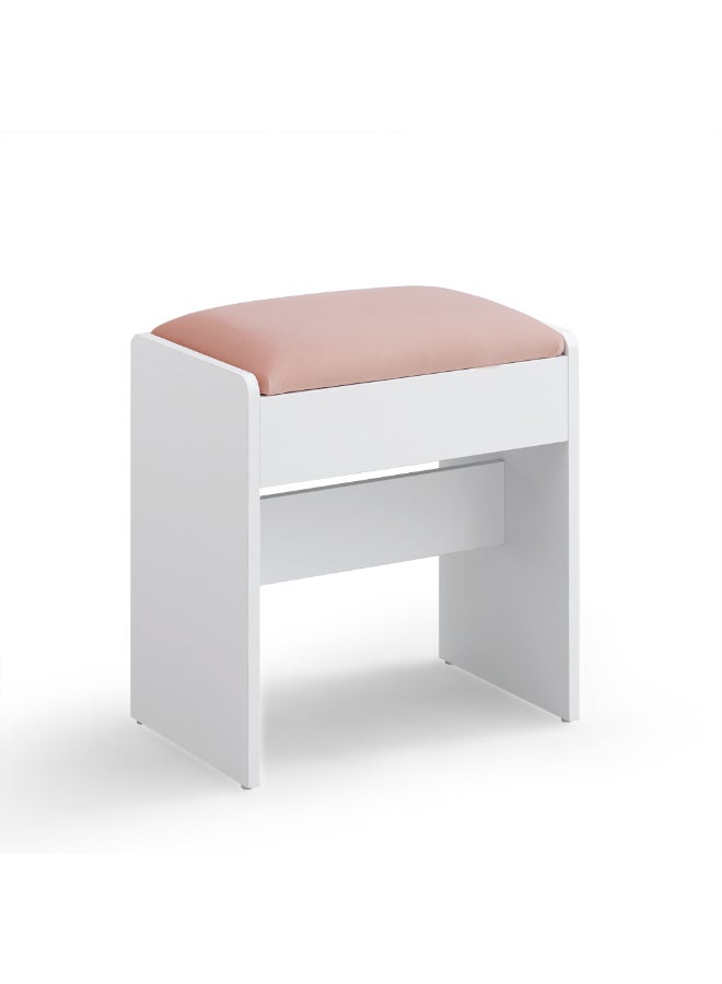 VASAGLE Dressing Table Stool, Upholstered Makeup Stool, Velvet Vanity Stool, Footrest with Anti-Slip Pads, for Dressing Room, Bedroom, Entryway, Matte White and Jelly Pink - Image 1