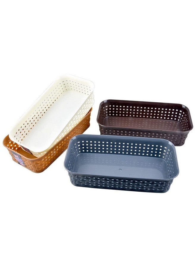 Liza Nabhya Space 5 Pieces Multipurpose Plastic Storage Basket, Multicolor, Small Size Storage Basket (5Pc Set) - Image 1