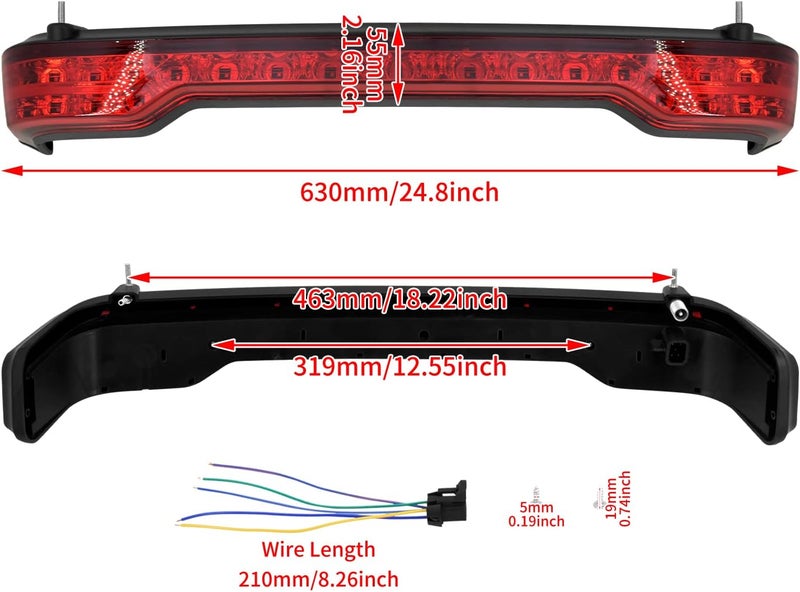 CARGLETRUE King Tour Pack LED Light Running Brake Turn Signal Lamp Kit for Harley Touring Models 2014-2023 - Image 3