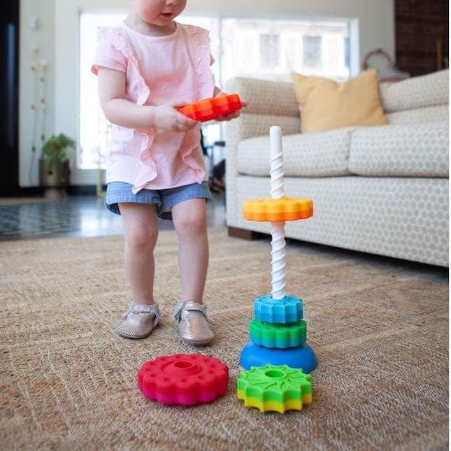 ROSTON Spinning Tower Stacking Toy, Rainbow Educational Rings, Montessori Sensory Learning Toy for Toddlers 1-3 Years - Image 2