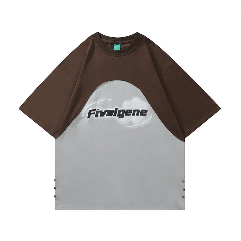 Yprs Men'S Wear Design Sense National Fashion Brand Foaming Letter Pattern Printing American Style Street Couple Wear Ins Short-Sleeved T-Shirt - Image 1