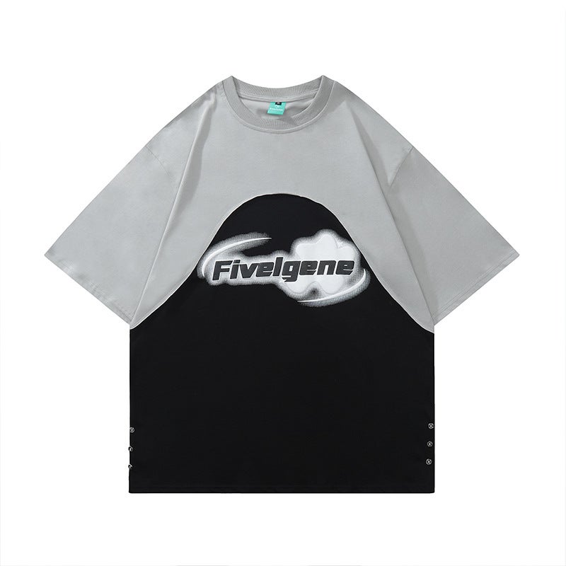 Yprs Men'S Wear Design Sense National Fashion Brand Foaming Letter Pattern Printing American Style Street Couple Wear Ins Short-Sleeved T-Shirt - Image 2