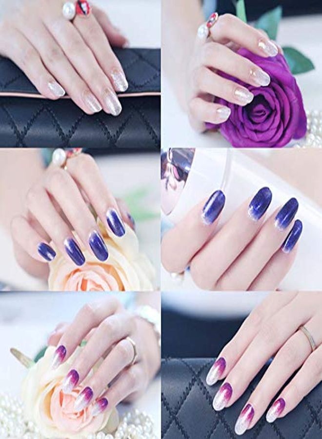 mwellewm S Nail Stickers Glitter Gradient Color Shine Full Wraps Polish Stickers Decal Strips Self-Ashesive Nail Art Sets For Women Girls  - Image 3