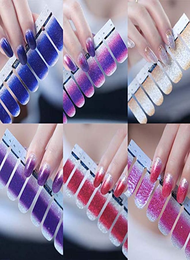 mwellewm S Nail Stickers Glitter Gradient Color Shine Full Wraps Polish Stickers Decal Strips Self-Ashesive Nail Art Sets For Women Girls  - Image 5
