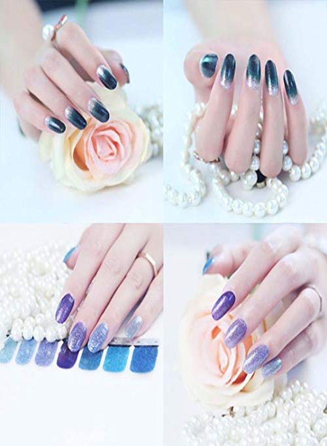 mwellewm S Nail Stickers Glitter Gradient Color Shine Full Wraps Polish Stickers Decal Strips Self-Ashesive Nail Art Sets For Women Girls  - Image 2