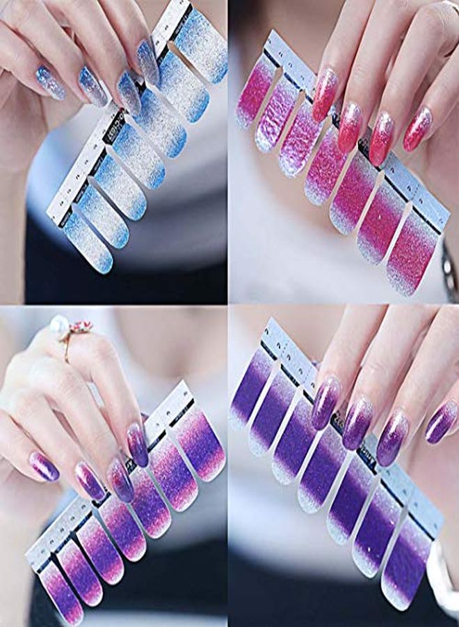 mwellewm S Nail Stickers Glitter Gradient Color Shine Full Wraps Polish Stickers Decal Strips Self-Ashesive Nail Art Sets For Women Girls  - Image 4