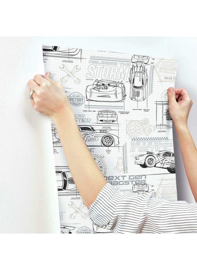 RoomMates Rmk11804Wp Disney And Pixar Cars Schematic Rmk1180, Grey/White  - Image 3