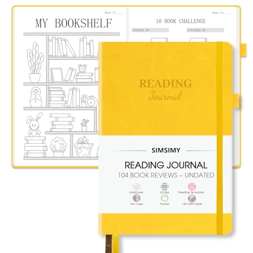 SIMSIMY Reading Journal with 104 Book Reviews, Book Journal for Books Lovers & Readers - Review and Track Your Reading Progress, Reading Log Notebook Gift, A5, Yellow - Image 1