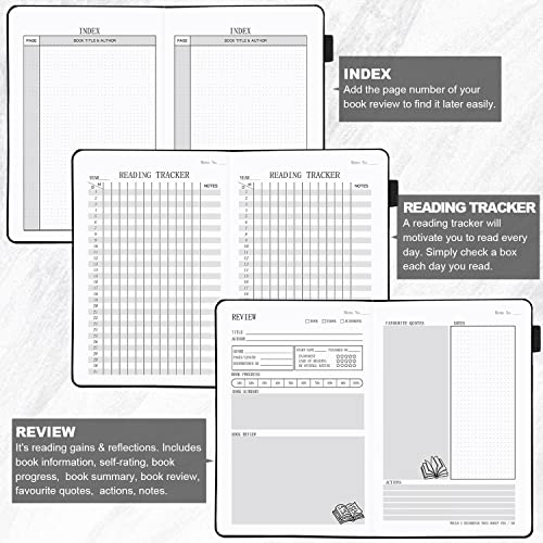 SIMSIMY Reading Journal with 104 Book Reviews, Book Journal for Books Lovers & Readers - Review and Track Your Reading Progress, Reading Log Notebook Gift, A5, Yellow - Image 3