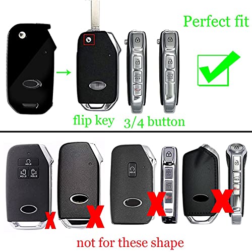 ontto Key Fob Cover for Kia Flip Remote Stylish Key Case Carbon Pattern Black - Image 3