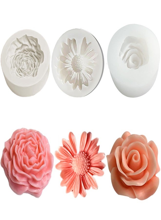 ZPARNO 3 Pack Candle Molds for Candle Making, Moldes para Velas, Flower Molds Silicone Candle Molds for DIY Scented Candle, Soy Wax, Cake, Soap, Resin Casting Craft Making - Image 1