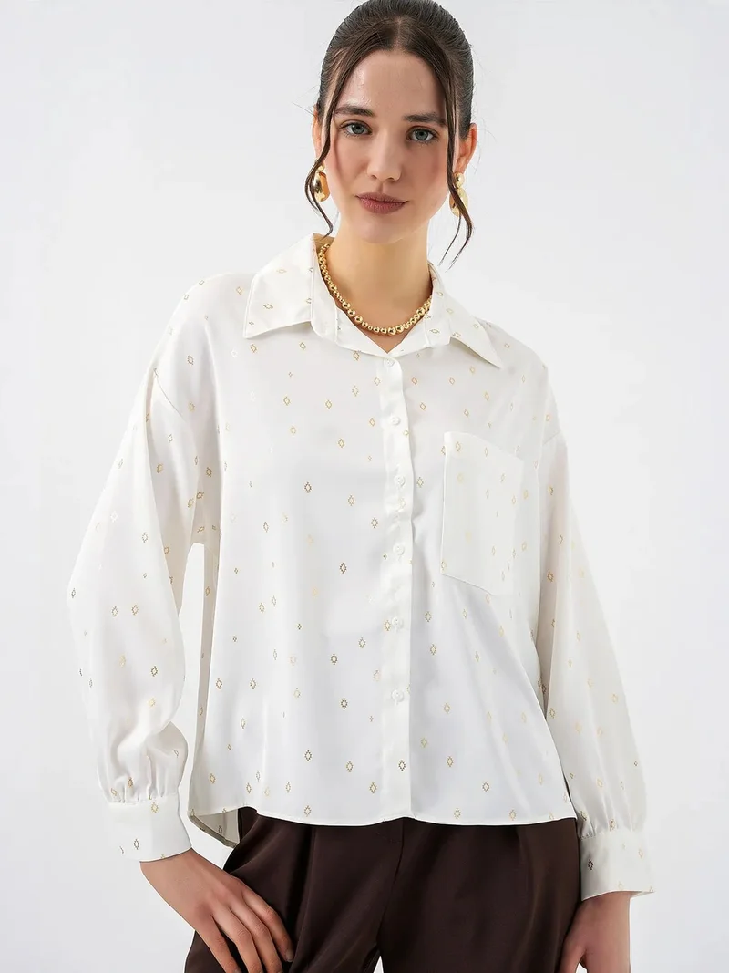 Big Dart BDART Oversized Long Sleeve Printed Shirt with Pocket