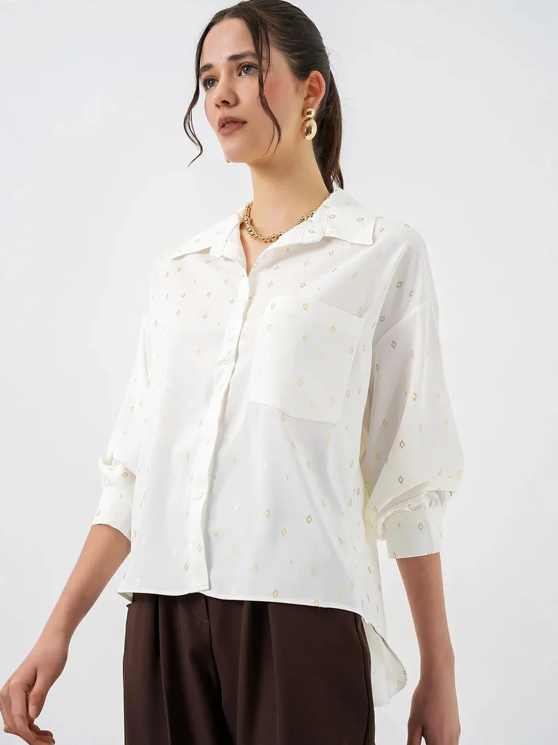 Big Dart BDART Oversized Long Sleeve Printed Shirt with Pocket