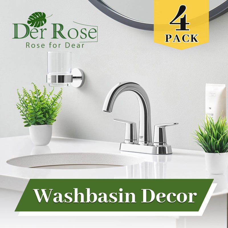 Der Rose 4 Pack Fake Plants Small Artificial Faux Potted Plants for Living Room Home Office Farmhouse Bathroom Kitchen Decor Indoor - Image 4