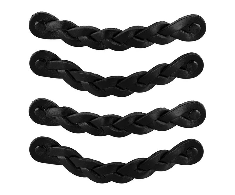 Brute Strength Leather Drawer Pulls Braided Black 4 pcs 612 x 1 Leather Handle Dresser Pulls Cabinet Dresser Knobs - Image 2