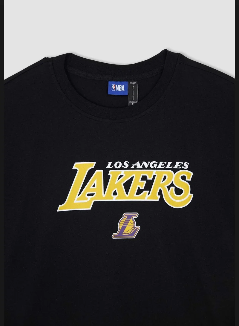 DeFacto Man NBA Los Angeles Lakers Licenced Boxy Fit Bike Neck Short Sleeve Knitted T-Shirt