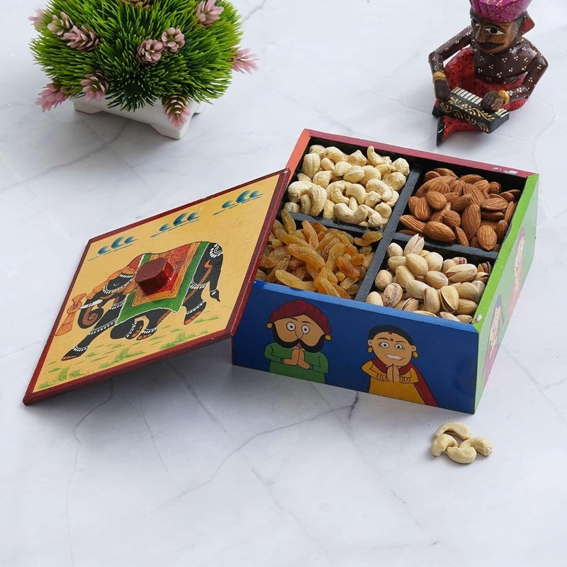 Generic Balaji Creation Jaipur Handcrafted Wooden Dry Fruit Box Gift Hamper Ideal for Rakhi Diwali and Festive Gifting Dry Fruit Hamper for Corporate Gifts Family New Year  - Image 2