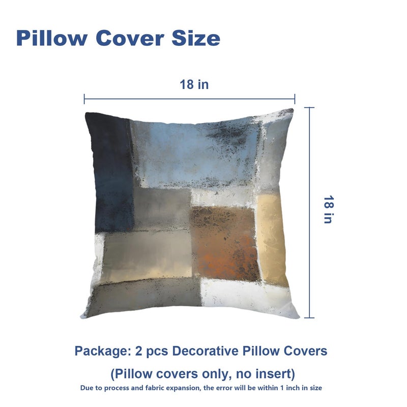 Batmerry Blue Pillow Covers 18X18  Brown and Black Pillow Covers Dusty Blue Pillow Covers Navy Blue Pillows Digital Printing Blended Fabric for Couch Sofa Bed Invisible Zipper (Set of 2) - Image 5