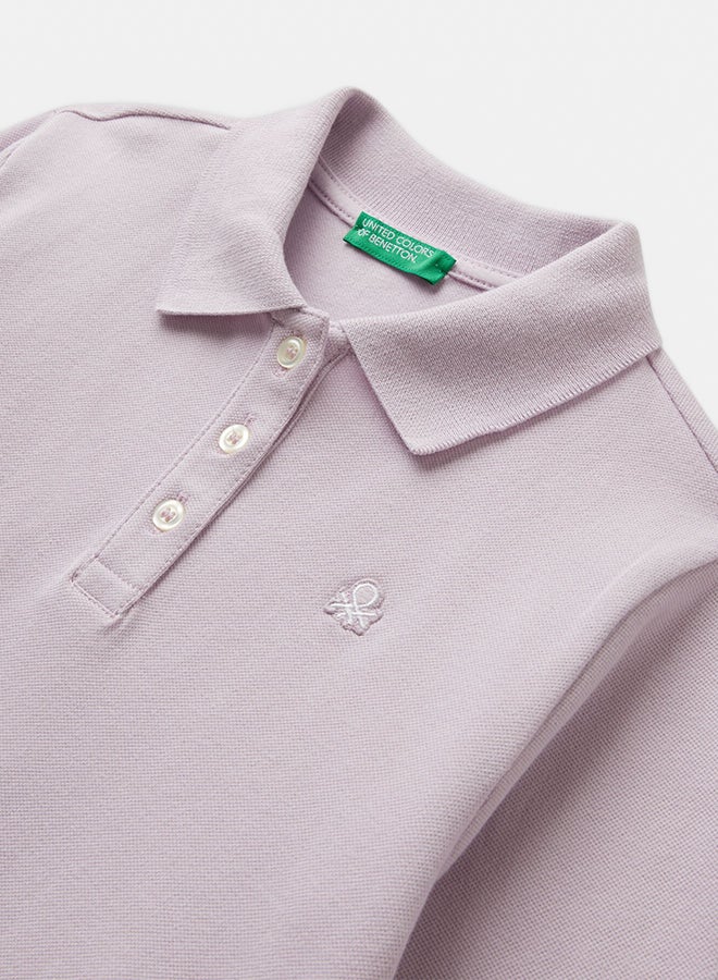 Benetton Girls Long sleeve polo in cotton - Image 2