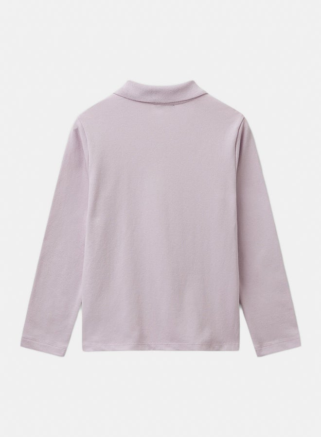 Benetton Girls Long sleeve polo in cotton - Image 3