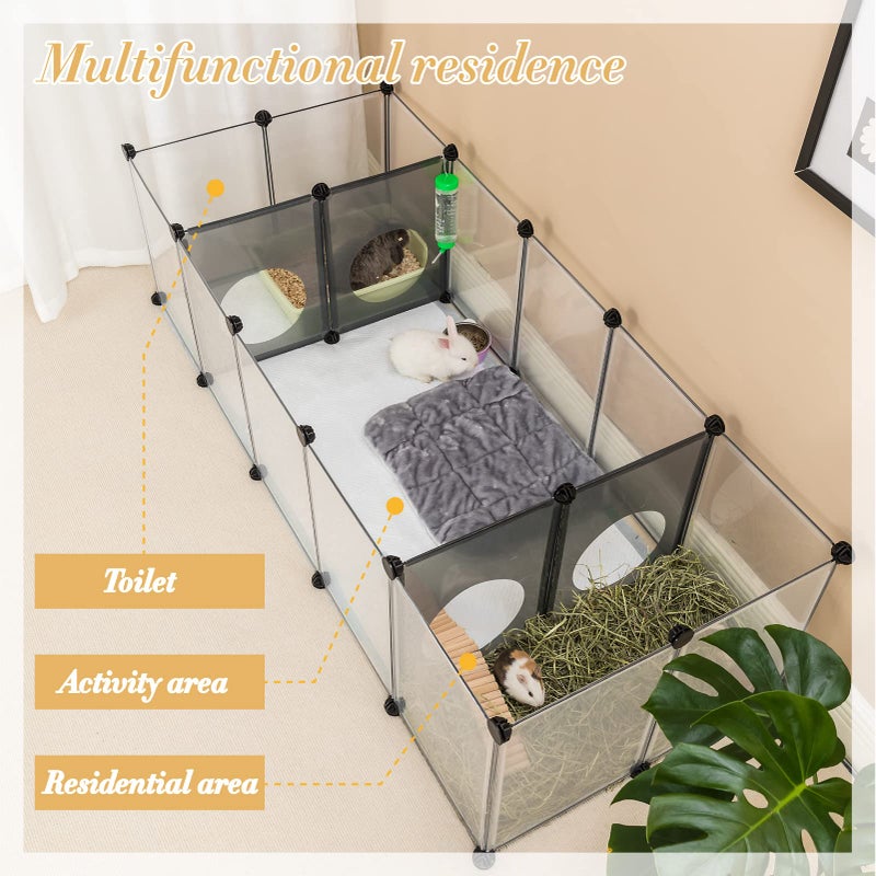 DINMO Rabbit Playpen, Guinea Pig Cages, Hamster Cages, Interesting Game Holes Design for Small Animal, Bunny, Ferret, Hedgehog, DIY, Expanded, Portable, Exercise Fence, 61.4 x 25.4 x 16.4 inches - Image 3