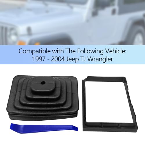 QFISH 53000056 52078558 Shifter Boot and Retainer Bezel Kit Compatible with Jeep Wrangler TJ 1997-2004 Transmission Shift Bezel Shifter Boot Kit - Image 3