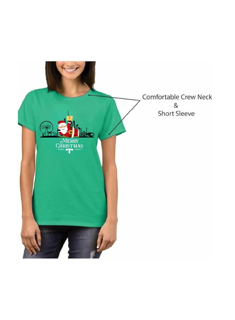 PRINTSHOP4ME Christmas Santa Tshirt For Women-Adults Celebrations Tshirt–Round Neck And Short Sleeve Cotton Tshirt,Everyday Wear - Image 5