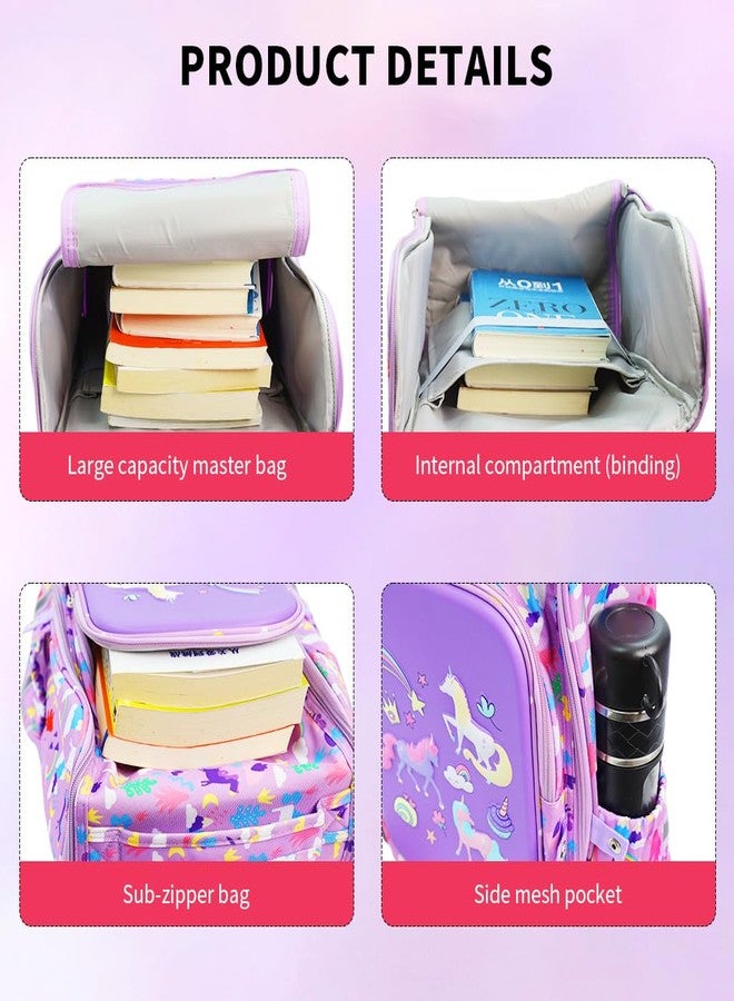 PALAY® School Bag for Girls 5-10 Years Old Stylish Durable Cute Cartoon Unicorn Bag Waterproof Large Kids School Bags Backpack Birthday Gift for Girls, Boys - Purple - Image 4